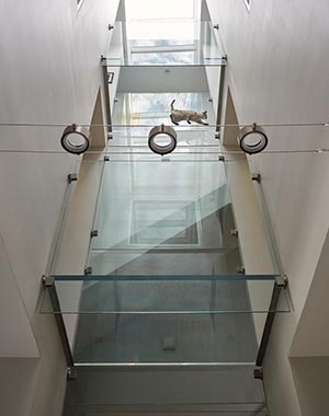 glass hallway cat skylights