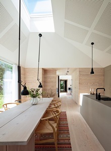 Kitchen in summer house with VELUX flat roof window